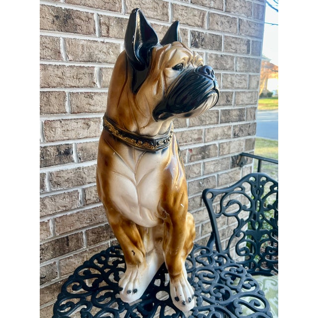 Vintage Life Size Boxer Dog Statue Figurine Chairish