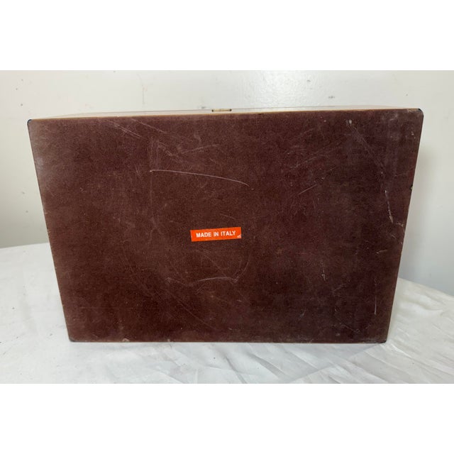High Quality Handmade Italian Caminetto Burl Wood Veneer Brass Cigar Humidor Box For Sale - Image 15 of 17