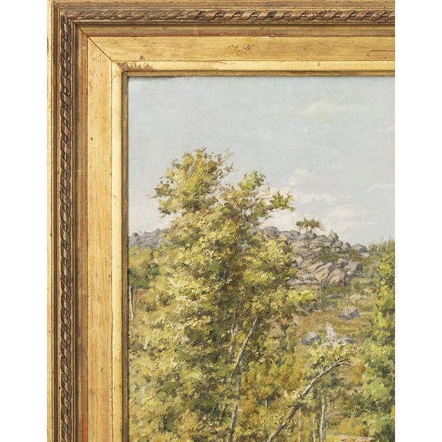 Painting - Torcato Pinheiro. River landscape with figures; oil on canvas. Signed on the back and dedicated to my dear...