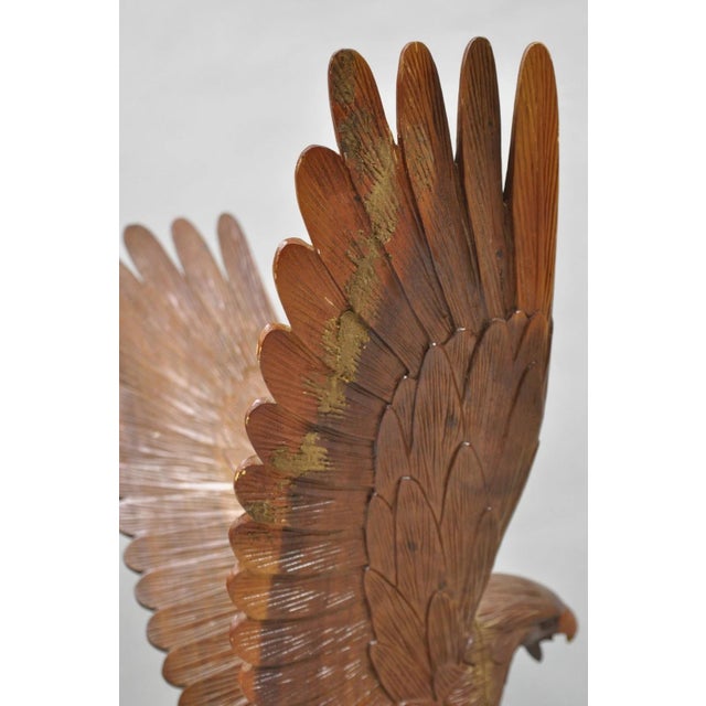 Vintage Black Forest 24" Hand Carved Wood Bald Eagle Figure Statue Sculpture For Sale - Image 14 of 18