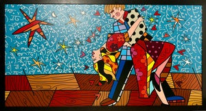 Romero Britto, Large Romero Britto Mixed Media Diamond Dust Giclee Pop Art Cubism Hollywood, 2022