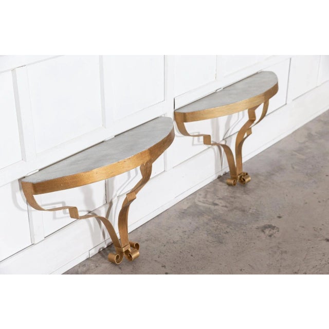 Gilt Iron Console Tables, Set of 2 For Sale - Image 4 of 13