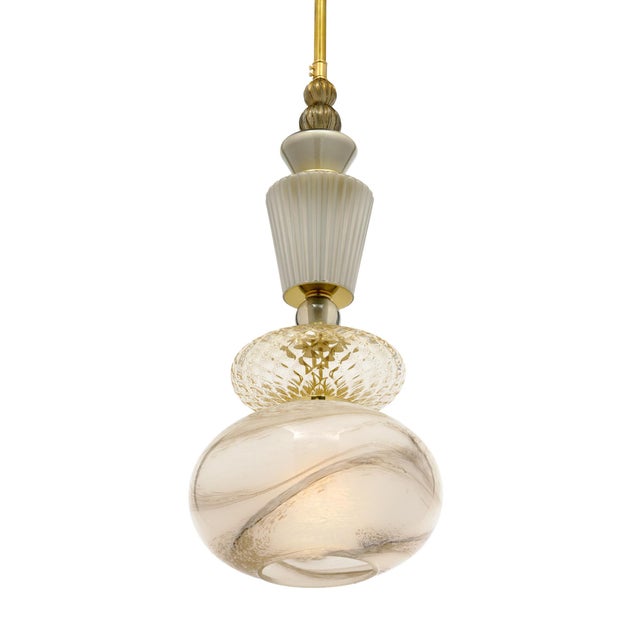 Mid-Century Modern Venetian Glass Smoked Pendant Lights, Murano, Italy - a Pair For Sale - Image 3 of 9
