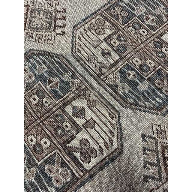 1940s Muted Cloud Grey, Taupe, and Steel Blue Vintage Ersari Elephant Track Organic Wool Rug 8.4 x 11.6 For Sale - Image 5 of 6
