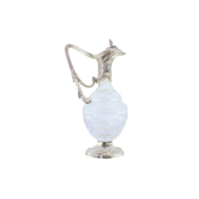 Glass Wine Jug with Silver Applications on the Neck and Base, with a Knob on the Hinged Lid For Sale - Image 10 of 10
