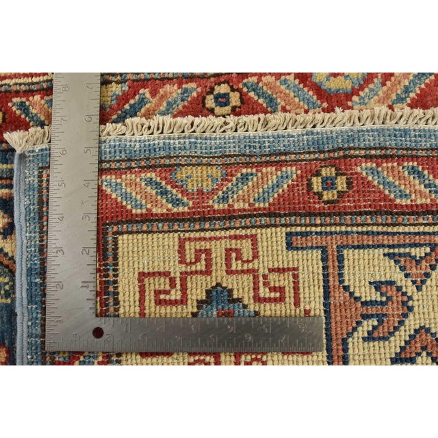 Kazak Rug 3’11” X 5’11” Blue Wool Tribal Hand-Knotted Oriental Carpet For Sale - Image 12 of 12