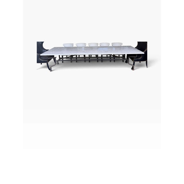 1990s Huge Dennis & Leen for Formations Marble Top Iron Outdoor Table For Sale - Image 5 of 5