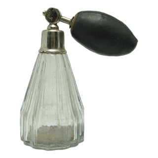 Art Deco Bohemian Bronze and Crystal Parfume Bottle, 1950s For Sale