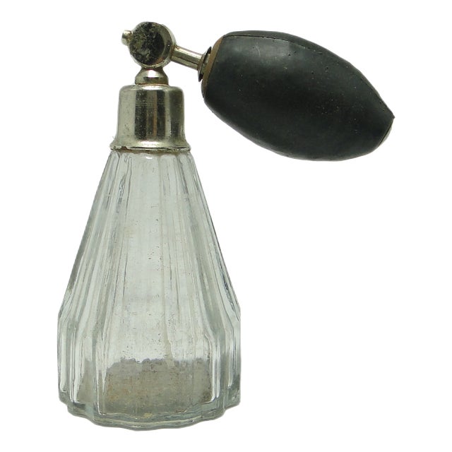 Art Deco Bohemian Bronze and Crystal Parfume Bottle, 1950s For Sale