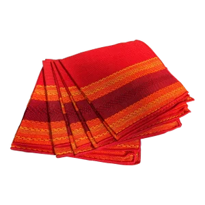Mid 20th Century Set of 5 Colorful Red Stripe Woven Dinner Napkins New Old Stock
