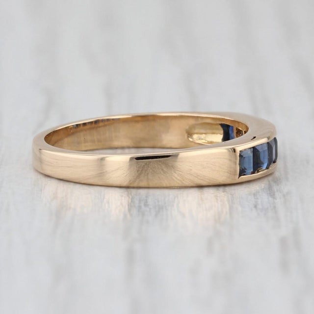 Gemstone Information: - Natural Sapphires - Total Carats - 0.80ctw Cut - Square Color - Dark Blue Treatment - Heated...