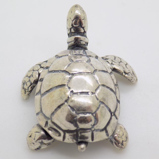 Vintage Italian Genuine Silver 800 Sea Turtle Dollhouse Miniature by Arezzo Tuscany Silversmiths, 1980s For Sale - Image 3 of 12