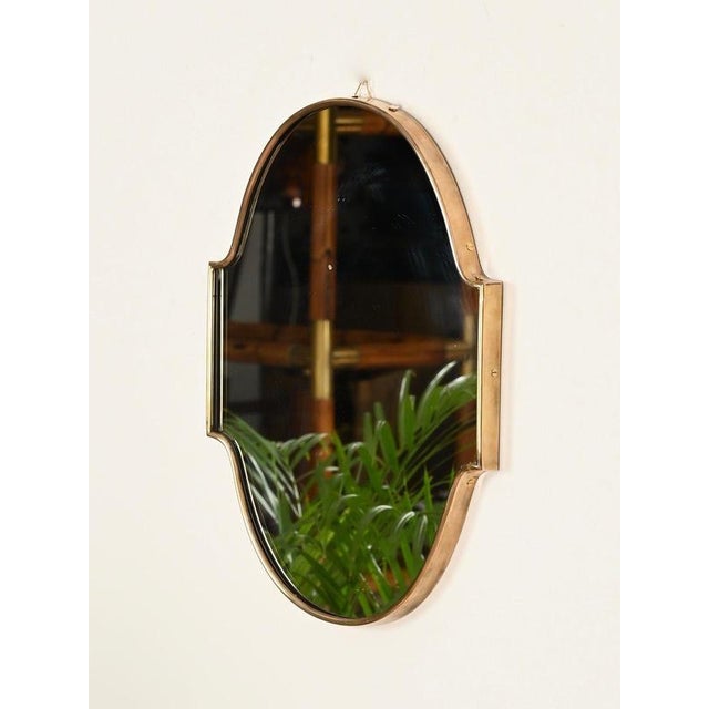 Gio Ponti Small Vintage Italian Brass Shield-Shaped Mirror by Gio Ponti, 1950s For Sale - Image 4 of 10