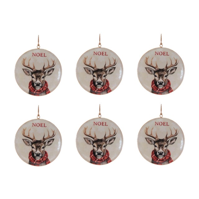 2020s Iron Disc Deer Ornament Set of 6 For Sale - Image 5 of 5