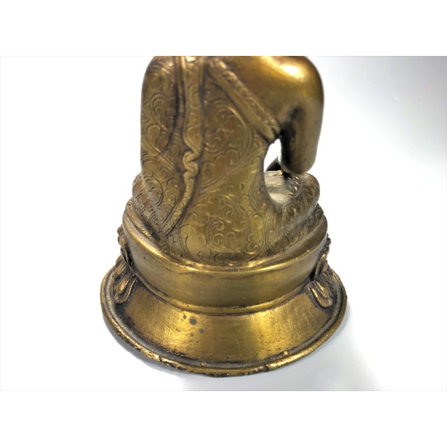 1950s Mid-Century Nepalese Bronze Figure of Seat Buddha For Sale - Image 11 of 13