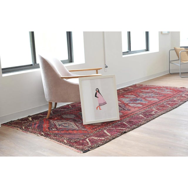 Name: Esmeralda Size: 4.11 x 10.7 Age: C. 1940's Amazing and charming plush wool pile vintage runner with incredible BERRY...
