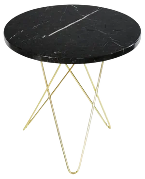 Black Marquina Marble and Brass Tall Mini O Table by OxDenmarq