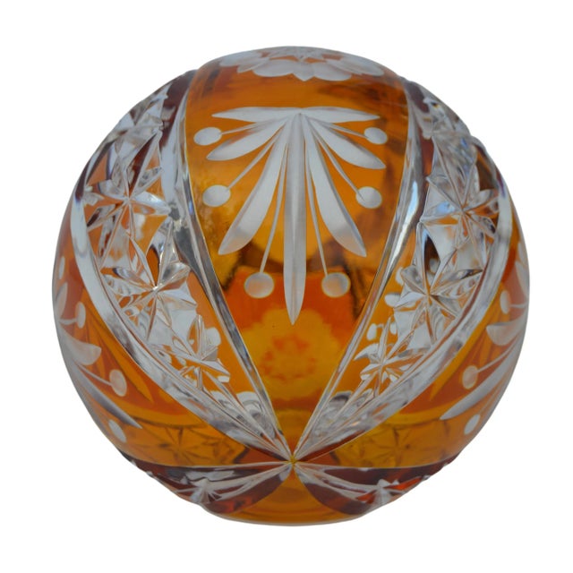 Mid-Century Bohemian Orange Crystal-Cut Ashtray For Sale - Image 10 of 11