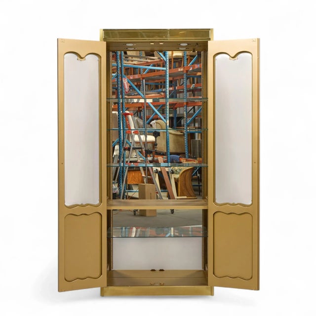 Brass Mastercraft Mid Century Brass Vitrines Cabinet - Pair For Sale - Image 8 of 11