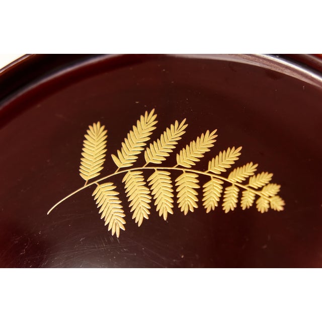 Lacquer Tray With Golden Ferns Motif For Sale - Image 4 of 5