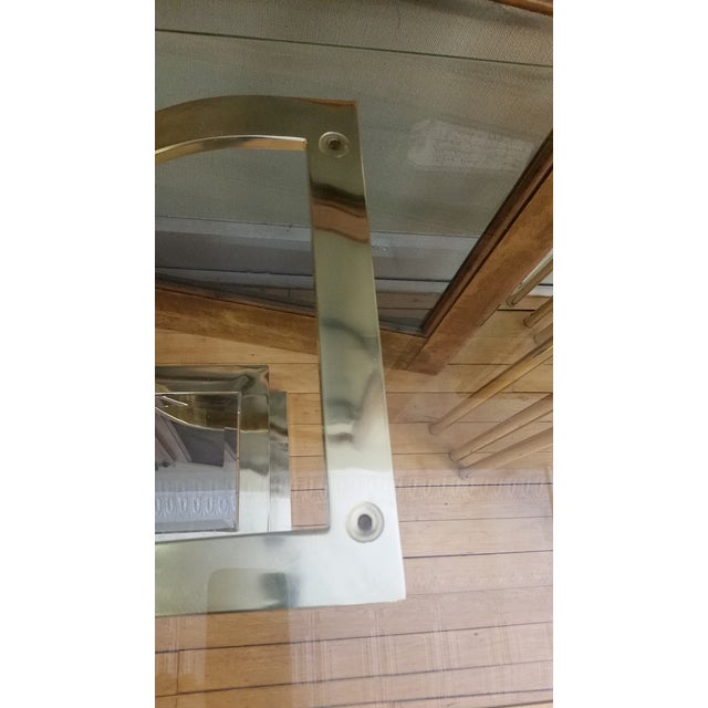 1970s Hollywood Regency Style Glass and Brass Console Table For Sale In New York - Image 6 of 8