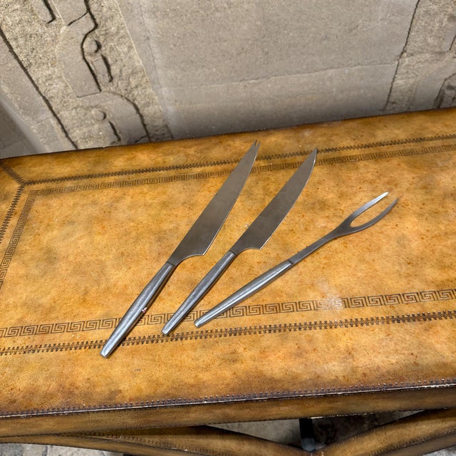 Silver Kalmar Designs Stainless Steel Cutlery Knife Fork, Italy - Set of 3 For Sale - Image 8 of 13