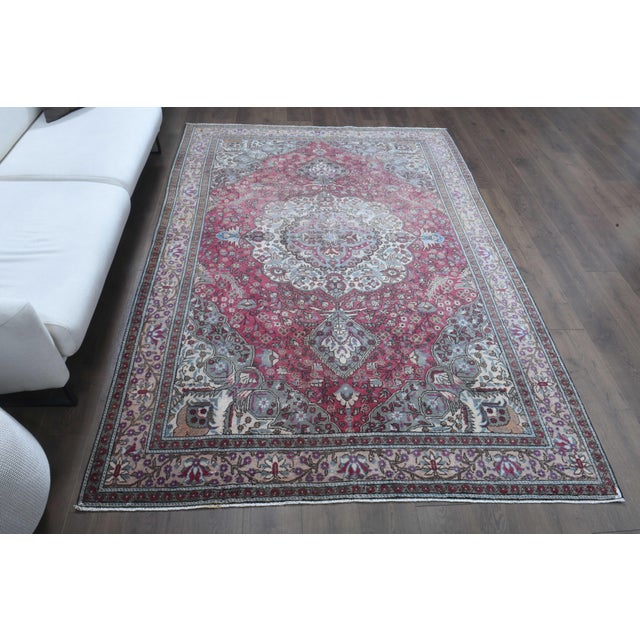 Red 1970s Vintage Persian Handmade Wool Cotton Red Area Rug For Sale - Image 8 of 10
