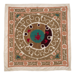 Vintage Embroidered Samarkand Suzani Tapestry 4'3'' X 4'4''