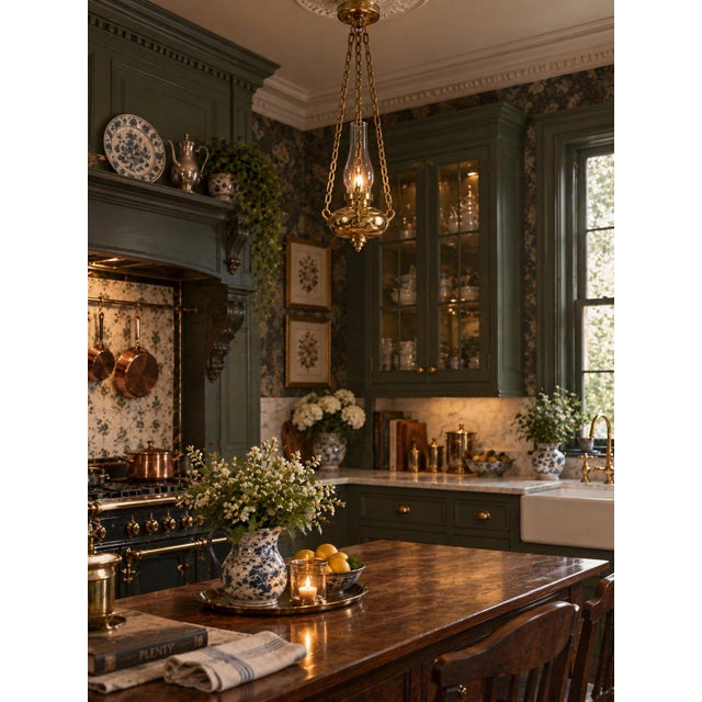 Metal Antique Victorian Hanging Brass & Clean Glass Oil Light Style For Sale - Image 7 of 7