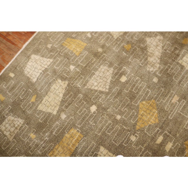 Mid 20th Century Zabihi Collection Turkish Zeki Muren Deco Square Rug - 7' x 7'6" For Sale - Image 12 of 12