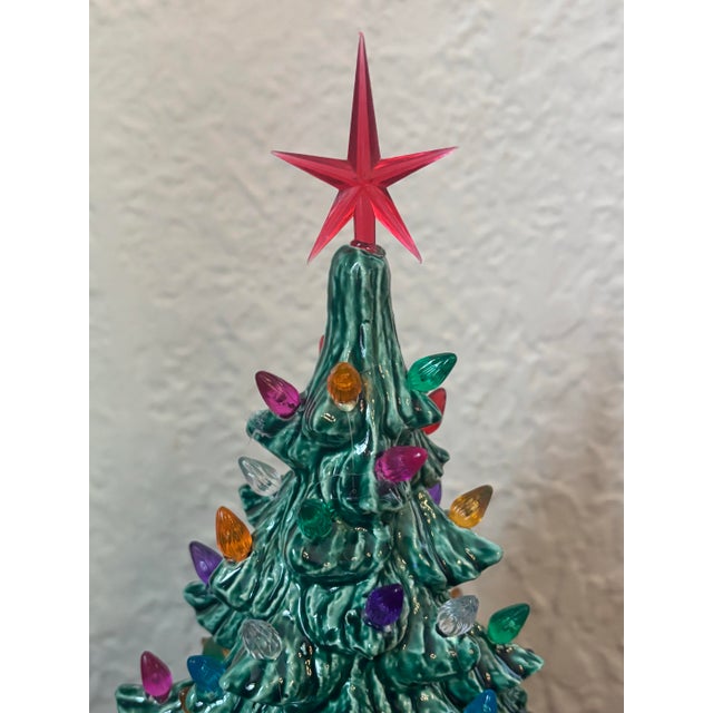 American Vintage Ceramic Lighted Table Top Christmas Tree For Sale - Image 3 of 8