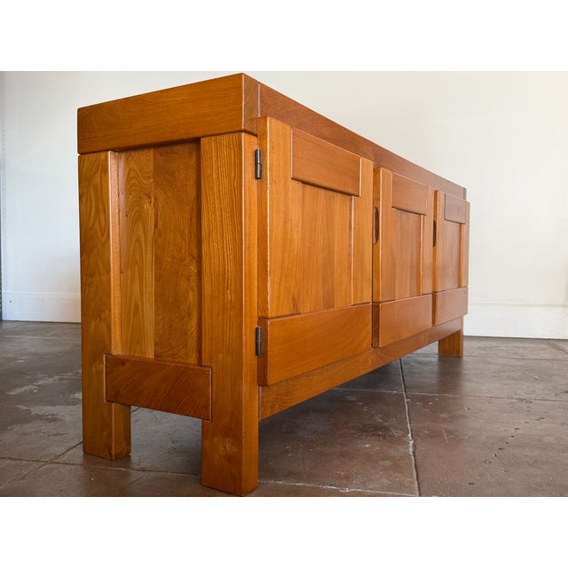 1970s Vintage 1970s French Maison Regain Elm Cabinet, Attributed For Sale - Image 5 of 15