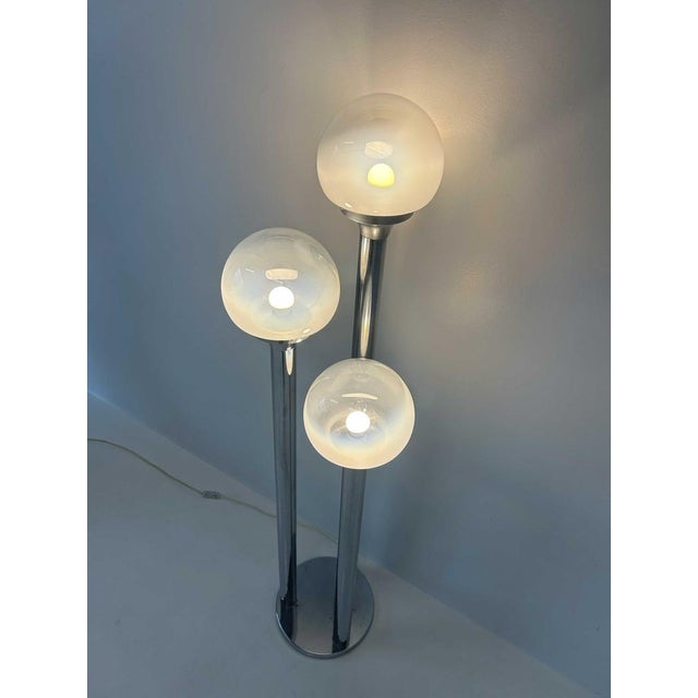 Italian Chrome and Murano Glass Floor Lamp from Mazzega, 1970s For Sale - Image 11 of 13
