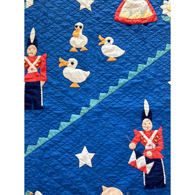 1930s Antique Handmade Dutch Folk Art Applique Child’s Nursery Quilt Textile Art For Sale - Image 12 of 14