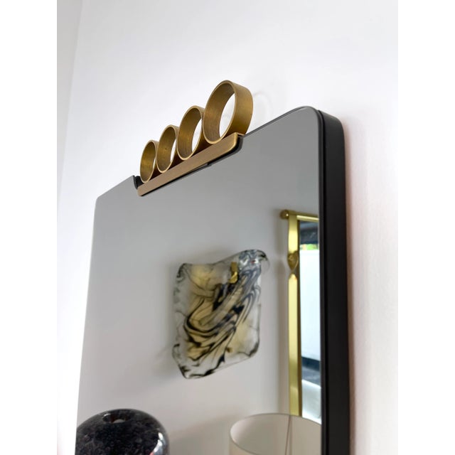 Pair of Mirrors Brass Disc Gray Tinted Glass by Modernindustria, Italy, 1970s For Sale - Image 4 of 13