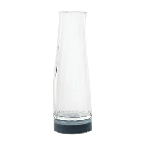 Carafe with Blue-Grey Base, Moire Collection, Hand-Blown Glass by Atelier George