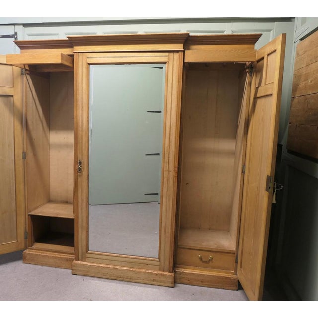 Wood Large Ash Arts & Crafts Triple Break Front Wardrobe Compactum, 1880 For Sale - Image 7 of 8