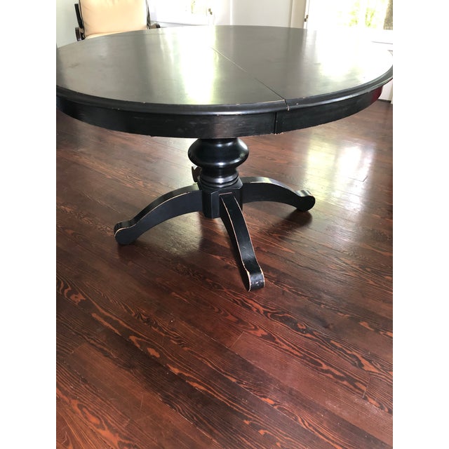Black Distressed Wooden Round Table Chairish