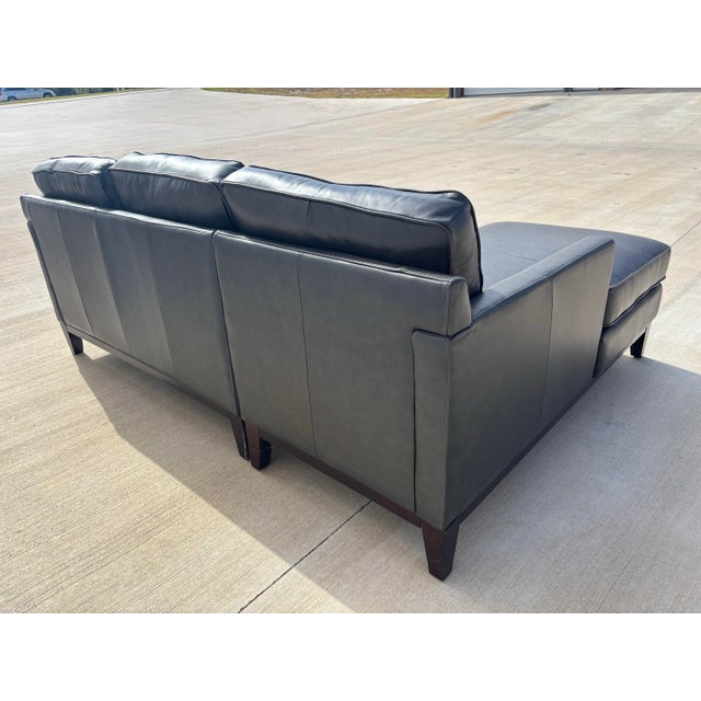 Harlow Leather Dark Grey Modern Sectional, Paul Michael Company For Sale - Image 9 of 11