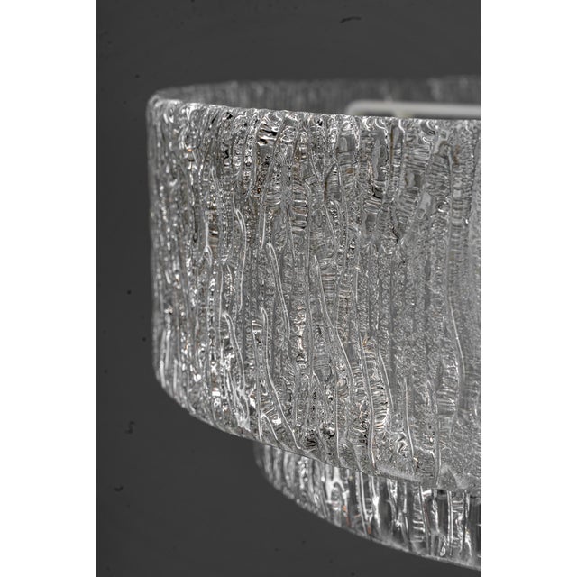 Round Textured Glass Ring and Brass Pendant Lamp by J. T. Kalmar, 1950s For Sale - Image 10 of 18