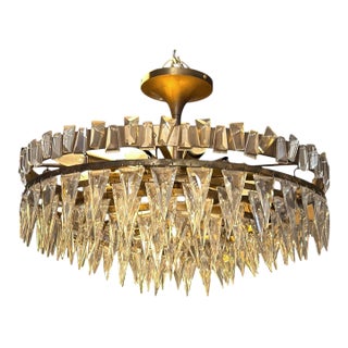Joe Nye Trillion Large Flush Mount in Hand-Rubbed Antique Brass For Sale