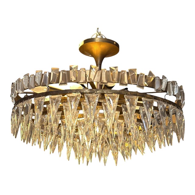 Joe Nye Trillion Large Flush Mount in Hand-Rubbed Antique Brass For Sale
