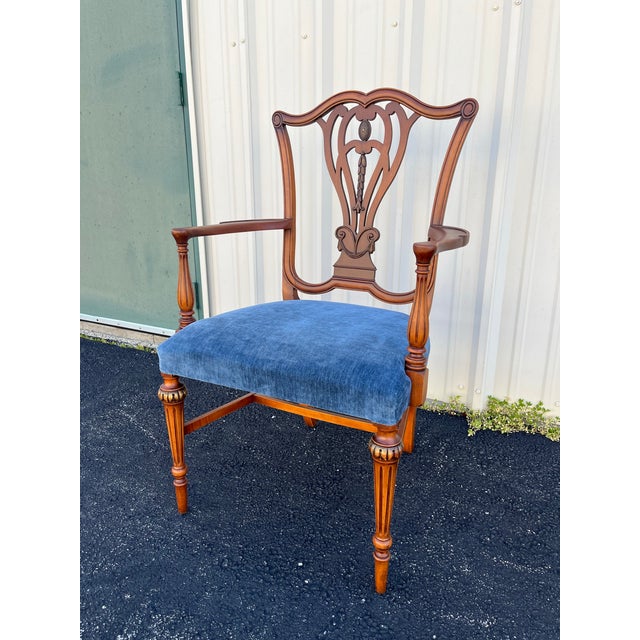 1930's Saginaw Furniture Louis XVI Walnut Dining Chairs- Set of 6 Newly Reupholstered For Sale - Image 12 of 12