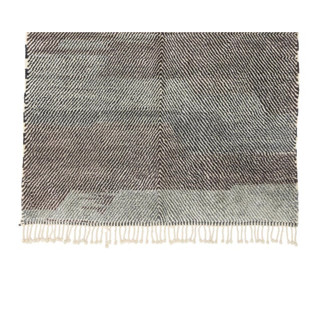 Blue Hand-Knotted Wool Rug by Azele Studio For Sale - Image 8 of 10