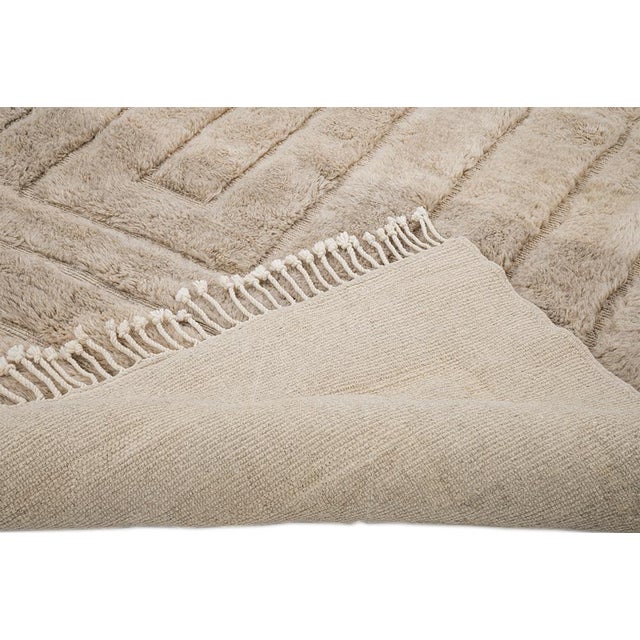 Taupe Concentric Frame Geometric Hand-Knotted Moroccan Wool Rug | 11'7" X 8'6" | One of a Kind For Sale - Image 8 of 8