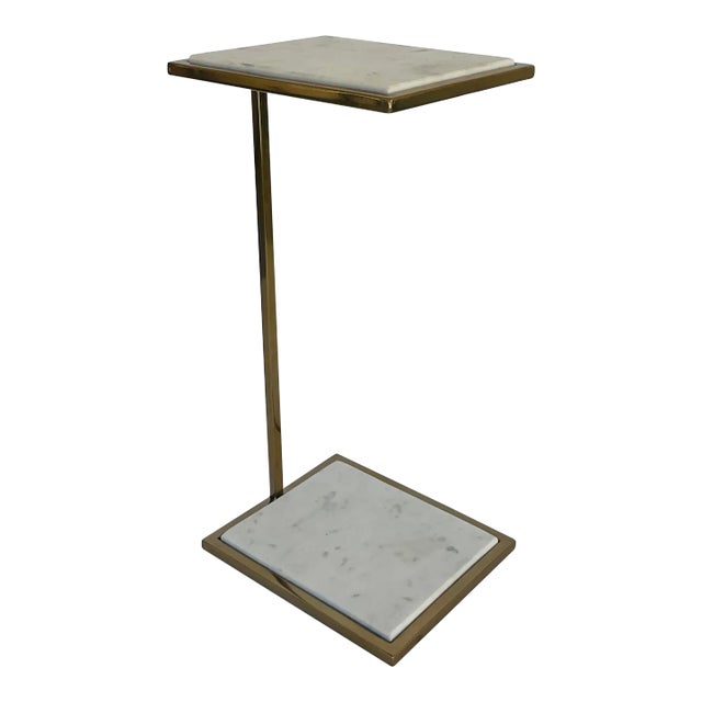 Modern Carrara Marble and Polished Nickel Drinks Table For Sale