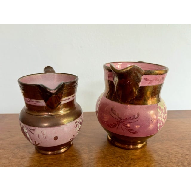 Antique Pink Luster Creamers- Set of 2 For Sale - Image 6 of 10