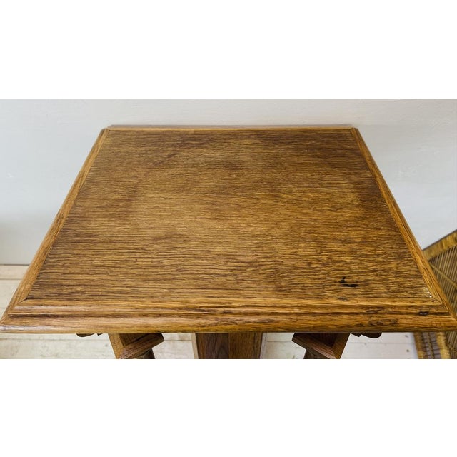 Arts & Crafts Gothic Revival Pedestal in Oak, 1920s For Sale - Image 9 of 18