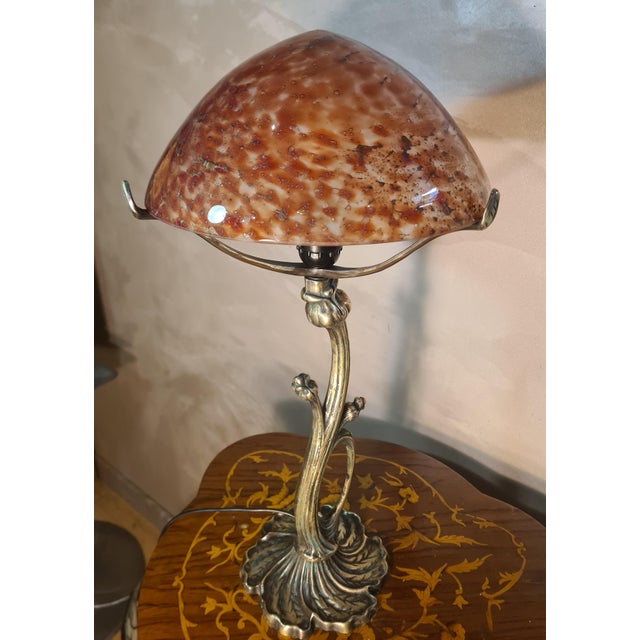 Art Nouveau Style Bronze Lamp, 1975 For Sale - Image 10 of 11