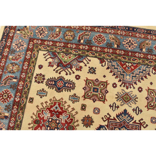 Textile Kazak Rug 8’9” X 11’10” Beige Wool Tribal Hand-Knotted Oriental Carpet For Sale - Image 7 of 14